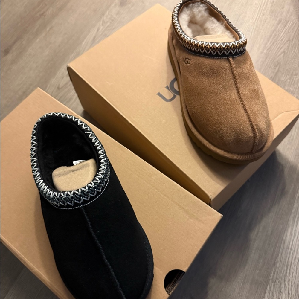 UGG Black and Tan Slippers